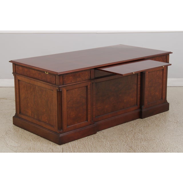 Brown Councill Business Large Walnut Executive Office Desk For Sale - Image 8 of 18
