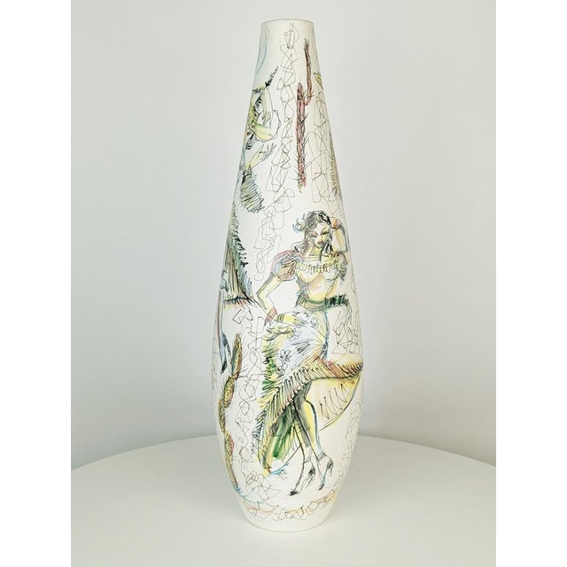 Large Decorative Vase with Hand-Painted Mariachi and Dancers Scene, 1950s-1960s For Sale - Image 9 of 17