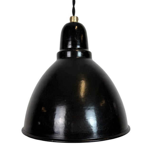 Small Industrial Black Enamel Pendant Lamp, 1950s For Sale - Image 14 of 14