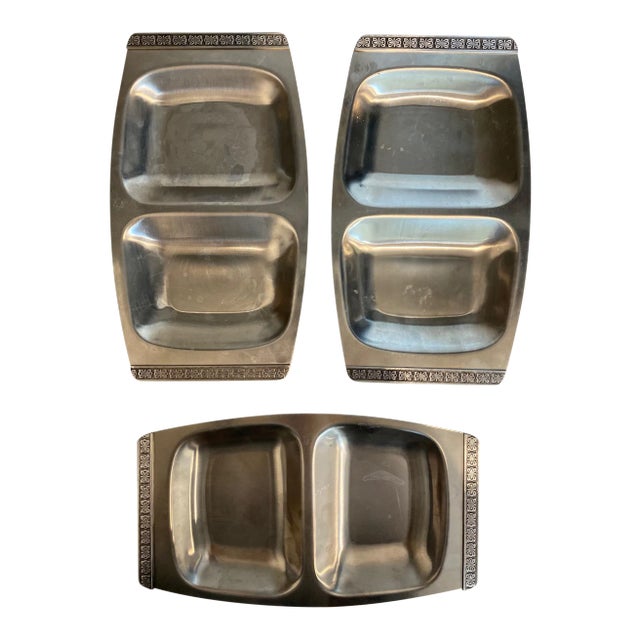 Mid-Century Modern Stainless Steel Cocktail Dishes- Set of 3 For Sale