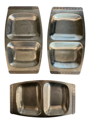 Mid-Century Modern Stainless Steel Cocktail Dishes- Set of 3