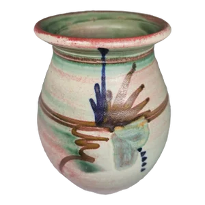 Vintage Handpainted and Handthrown Ceramic Vase, Signed