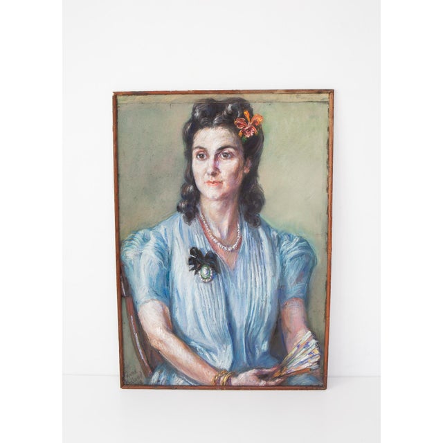 Fanny Billaud, Portrait of a Woman, 1948, Pastel Drawing For Sale - Image 10 of 10