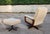 Set of Mid-Century Swivel Armchair and Ottoman in Tweed and Wood, 1970 For Sale - Image 9 of 14