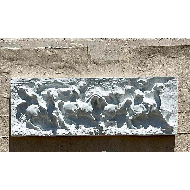 A fantastic vintage MCM wall sculpture. Made by the iconic J. Segura. A chic gladiator relief in painted fiberglass....