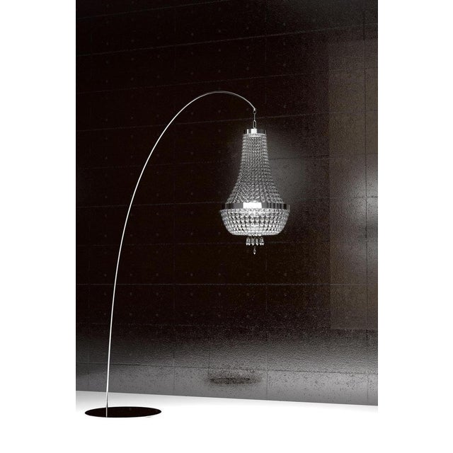 Allure 6 lights floor lamp in polished chrome and full cut crystal by aggiolight. Dimensions: w 50 x d 180 x h 200 cm....