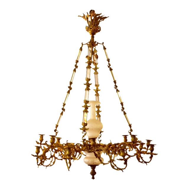 19th century Regency Doré Bronze Chandelier For Sale