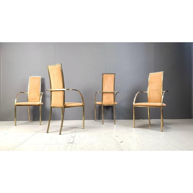 Metal Brass Dining Chairs from Belgochrom, 1970s, Set of 4 For Sale - Image 7 of 12