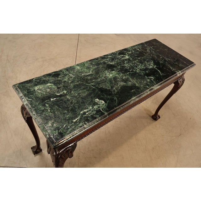 Chippendale Stickley Chippendale Style Marble Top Mahogany Sofa Table Console For Sale - Image 3 of 18
