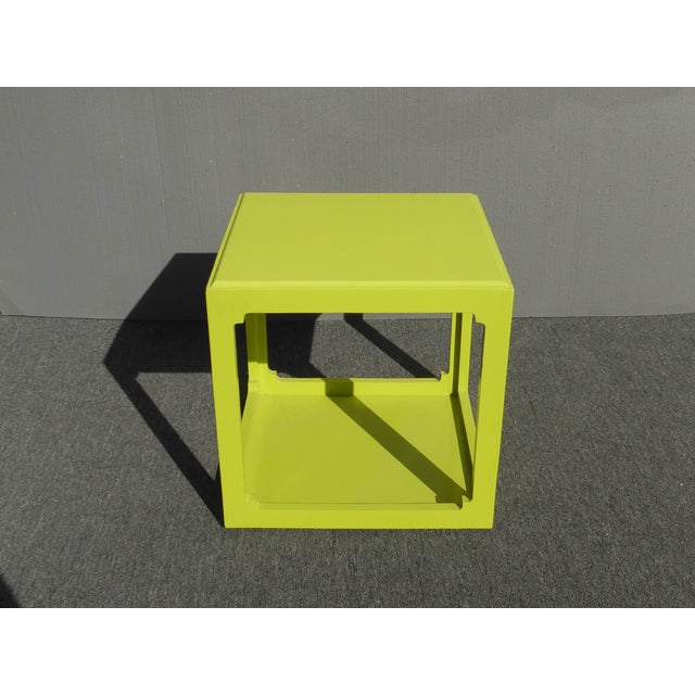 Vintage Contemporary Style Square Lime Green Plastic Side Table Chairish
