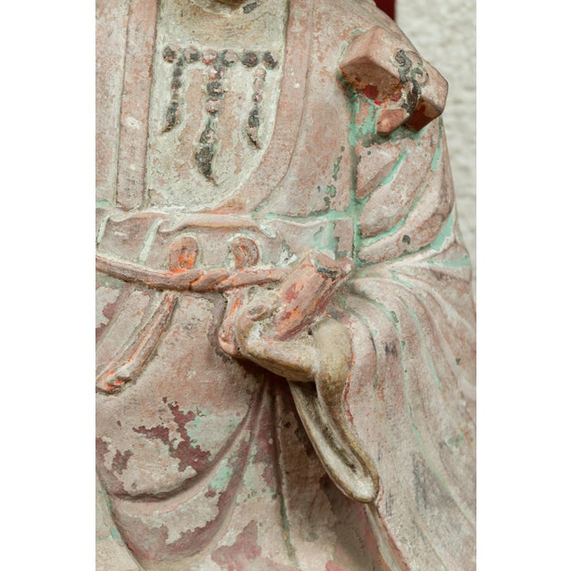 16th Century Chinese Ming Dynasty Painted and Carved Statue of Guanyin For Sale - Image 10 of 13