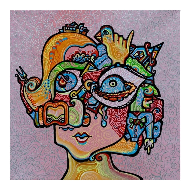 Alexander Arshansky Cubist Painting "Birthday Girl" For Sale
