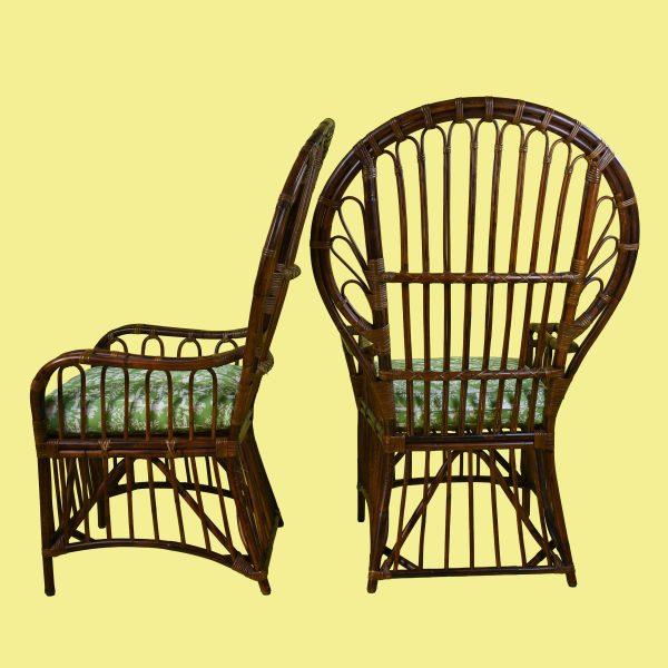 Elegant and timeless, this pair of Italian ballon back chairs brings European sophistication wrapped in natural rattan and...