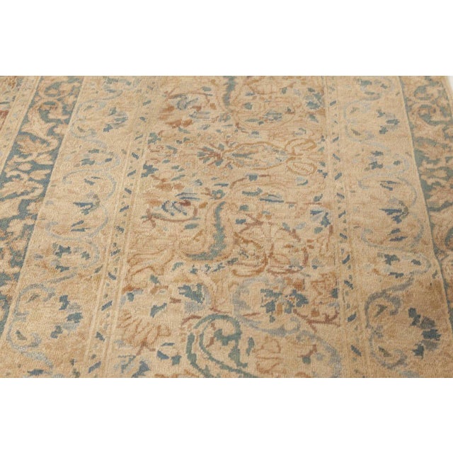 Antique Persian Kirman Orange, Beige and Blue Hand Knotted Wool Rug For Sale In New York - Image 6 of 8