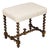 Barley Twist English 19th Oak Stool with Cross Stretcher and Custom Upholstery For Sale
