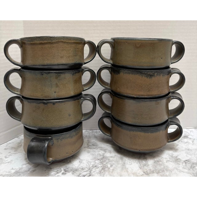 Ceramic Vintage Earthy Farmhouse Stoneware Bowls, Set of Eight For Sale - Image 7 of 9