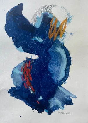 "Current" Abstract Original Watercolor Painting in Blues by Michele Zuzalek