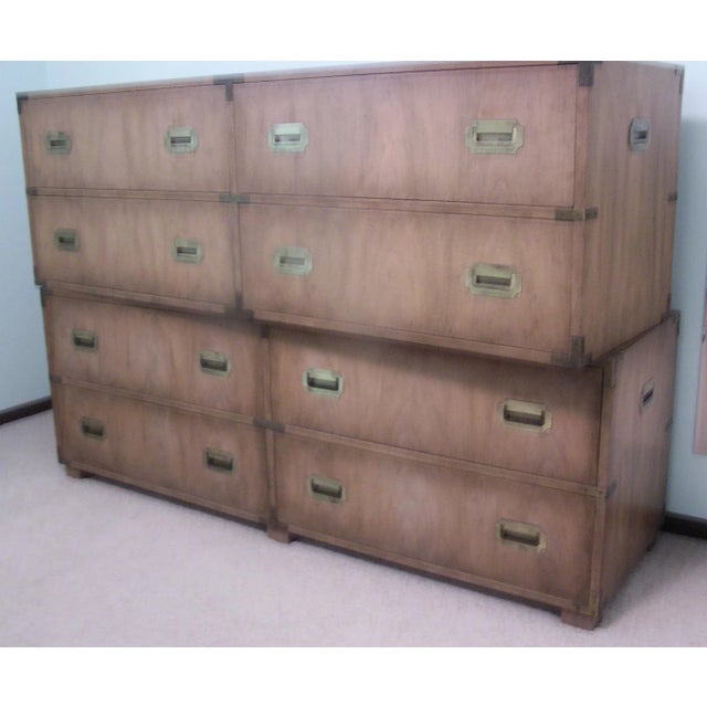 1960s Pair Long, Low 1960s Michael Taylor for Baker Campaign Chests - Shown Stacked For Sale - Image 5 of 11