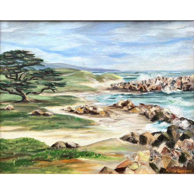 Gorgeous seascape of Pacific Grove, California just north of Carmel by Marie Duncan (American, 20th Century), c. 1990....