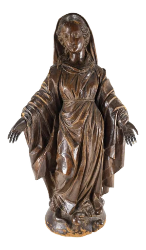 Large 27" Italian 17/18th Century Carved Figure of Madonna