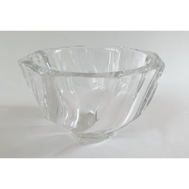 Stunning Large Orrefors 6 1/4" Diameter Octagonal Swirl Crystal Bowl, 1970s Signed For Sale In Houston - Image 6 of 7