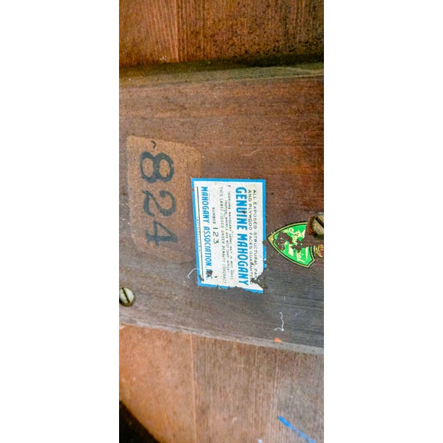 Brown Vintage Imperial Furniture Genuine Mahogany Scalloped Pedestal Table With Brass Paw Feet For Sale - Image 8 of 8