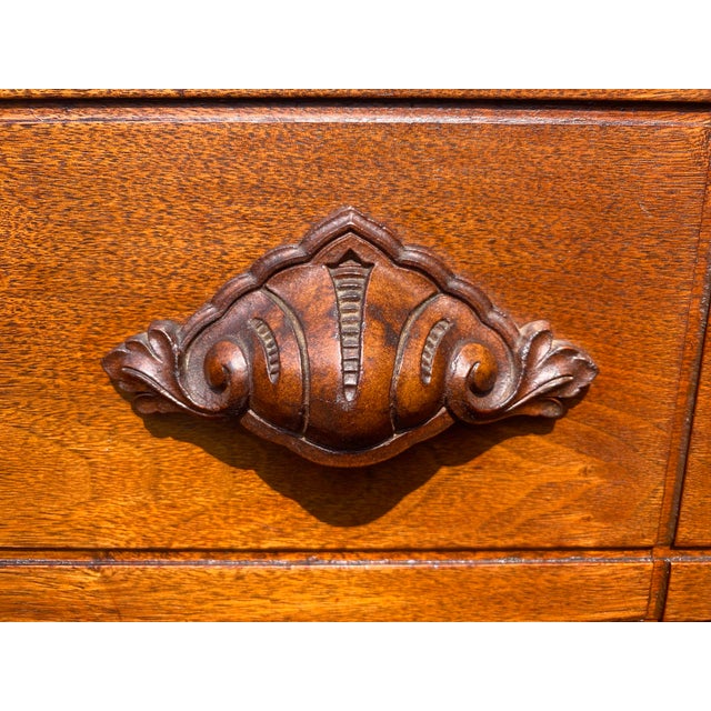Antique Victorian Walnut Chest of Drawers / File Cabinet With Carved Pulls For Sale - Image 4 of 10