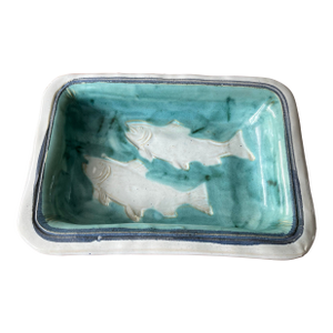 1995 Sally Christopher Pottery Seattle Fish Market Fish Dish-Signed