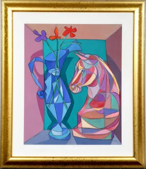 Still Life With Horses Head, Avi Farin Oil on Canvas, Signed L.r.