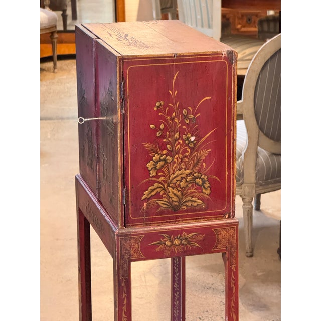 19th Century Red Chinoiserie Painted Cabinet on Stand For Sale - Image 11 of 13