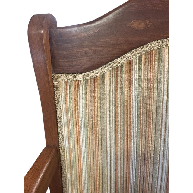 Sienna Pair of Antique American Empire Walnut Scroll Arm Upholstered Library Chairs, C. 1840–1870, Set of 2 For Sale - Image 8 of 12