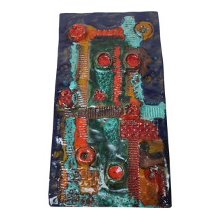 Danish Modern Abstract Terracotta Ceramic Wall Hanging For Sale