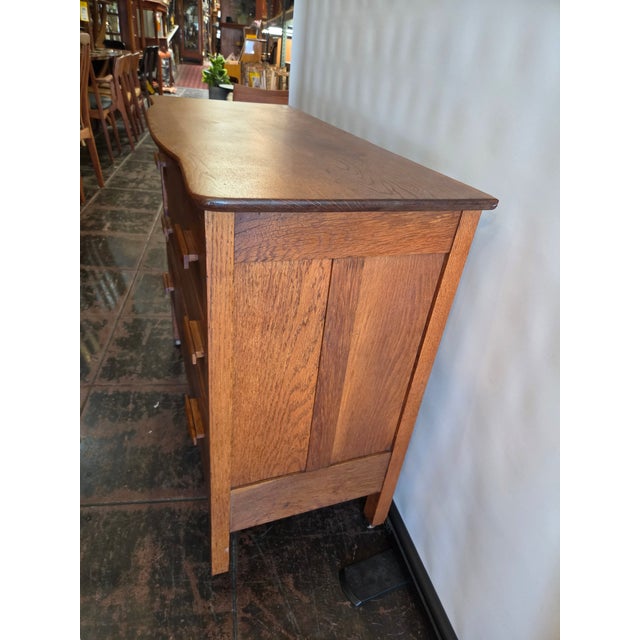 Wood Antique 1900s Mission Oak Arts & Crafts Dresser Solid Oak For Sale - Image 7 of 8