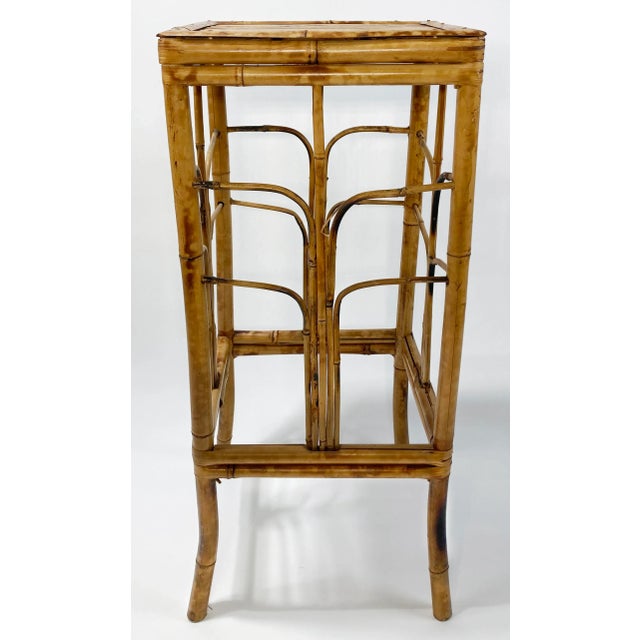 Chinoiserie Vintage Scorched Bamboo Plant Stand For Sale - Image 3 of 7