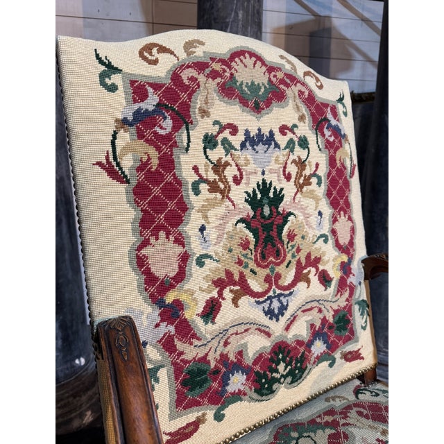 Late 19th Century French Walnut Armchair, 1890s For Sale - Image 5 of 15