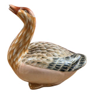 Vintage Large Chinese Export Figure of a Seated Duck For Sale