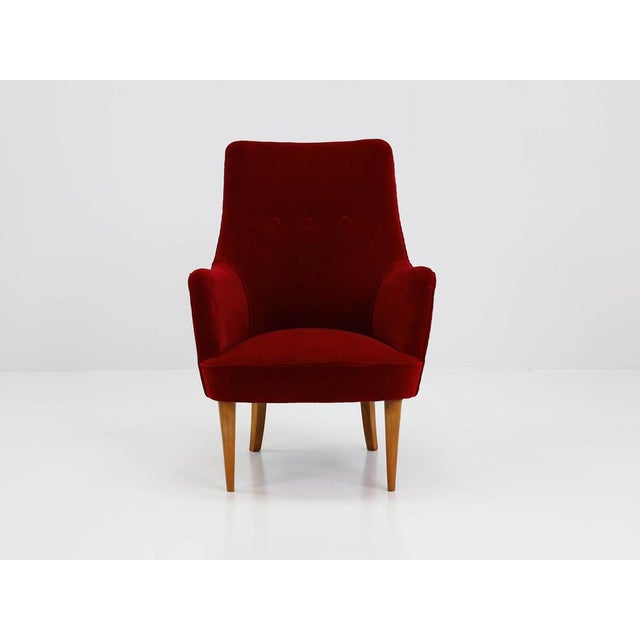 Textile Small Armchairs with High Backrests in the style of Gio Ponti, Italy, 1950, Set of 2 For Sale - Image 7 of 15