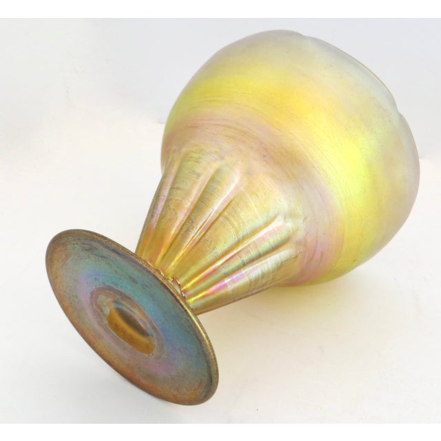 Green Iridescent Favrile Glass Compote by Tiffany Signed "Nash" Circa 1920 For Sale In Reno/Lake Tahoe - Image 6 of 7