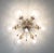 Italian flush mount with seven clear Murano glass globes mounted on solid brass frame in lacquered satin brass finish /...