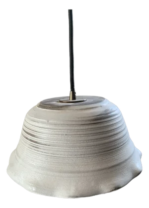 White Stoneware Pottery Pendant Light
