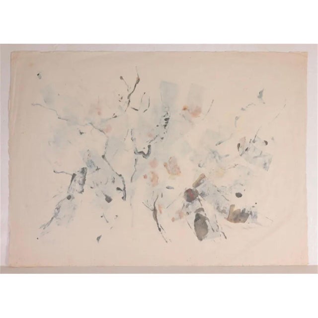 John Von Wicht, Large Abstract Expressionist Oil Painting on Rice Paper Modernist John Von Wicht, c.1960's For Sale In Miami - Image 6 of 15