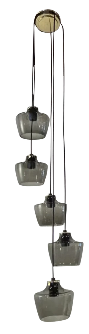 1970s Adjustable European Brass and Glass Chandelier
