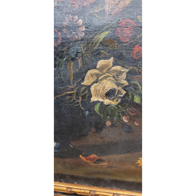 Beautiful Antique Old World Style Painting of Flowers For Sale - Image 10 of 11