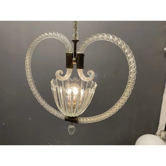 Art deco murano glass barovier 1950’s heart shaped hand blown murano glass lamp height 92 cm width 47 cm depth 19 cm...