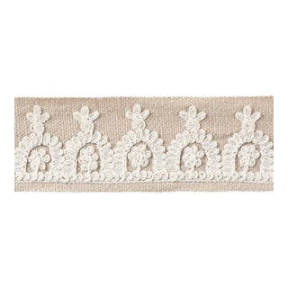 SAMPLE - Schumacher Noelia Embroidered Tape In Natural For Sale