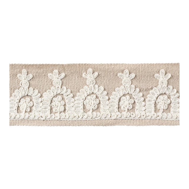 SAMPLE - Schumacher Noelia Embroidered Tape In Natural For Sale