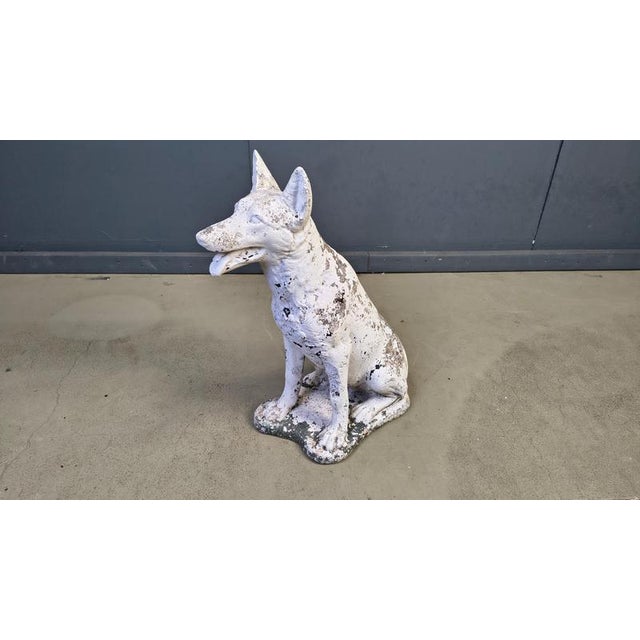 White Vintage Concrete Guard Dog Sculpture, 1960s For Sale - Image 8 of 15
