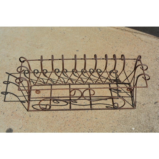 Brown Vintage Pair Brown Scroll Metal / Wire Rectangle Wall Planters Window Boxes For Sale - Image 8 of 16