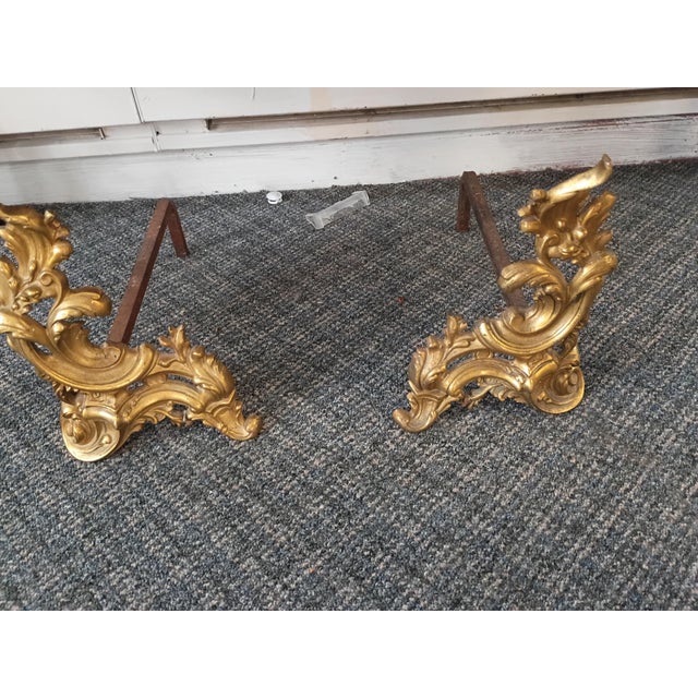 Mid 20th Century Pair of Mid 20th Century Italian Rococo Andirons For Sale - Image 5 of 11