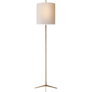 Thomas O'Brien for Visual Comfort Signature Caron Floor Lamp in Hand-Rubbed Antique Brass with Natural Paper Shade